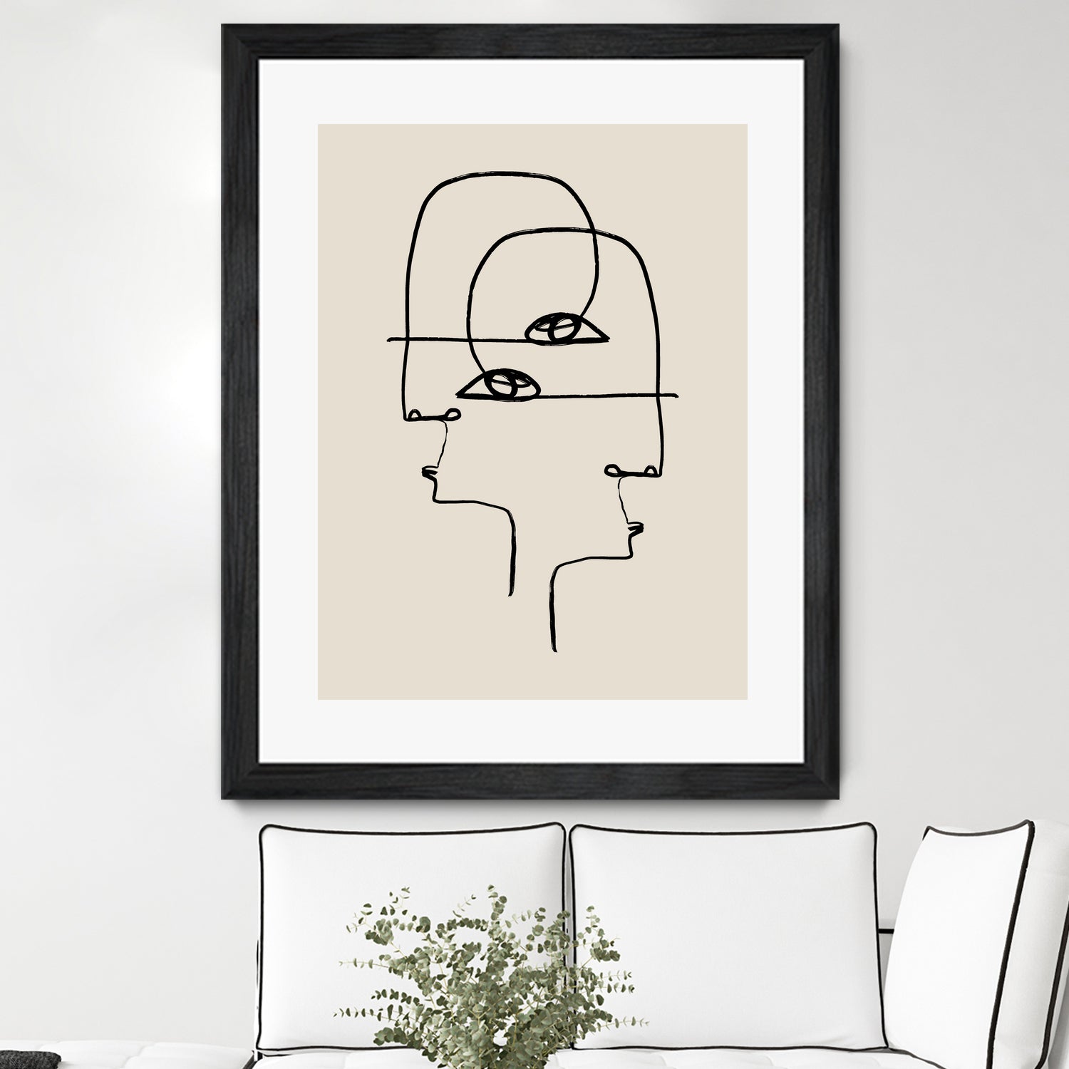 Faces by M Studio on GIANT ART - beige minimalist