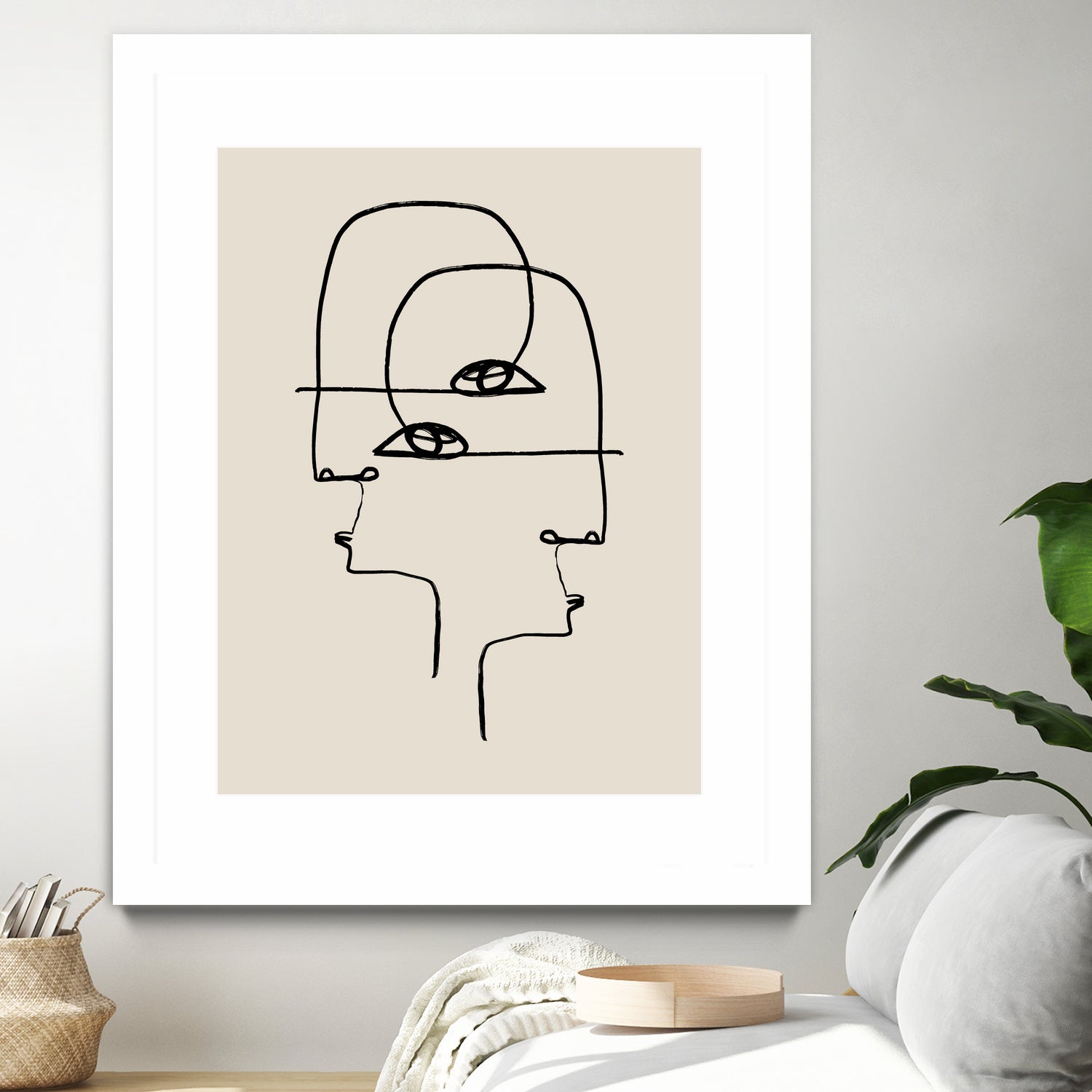 Faces by M Studio on GIANT ART - beige minimalist