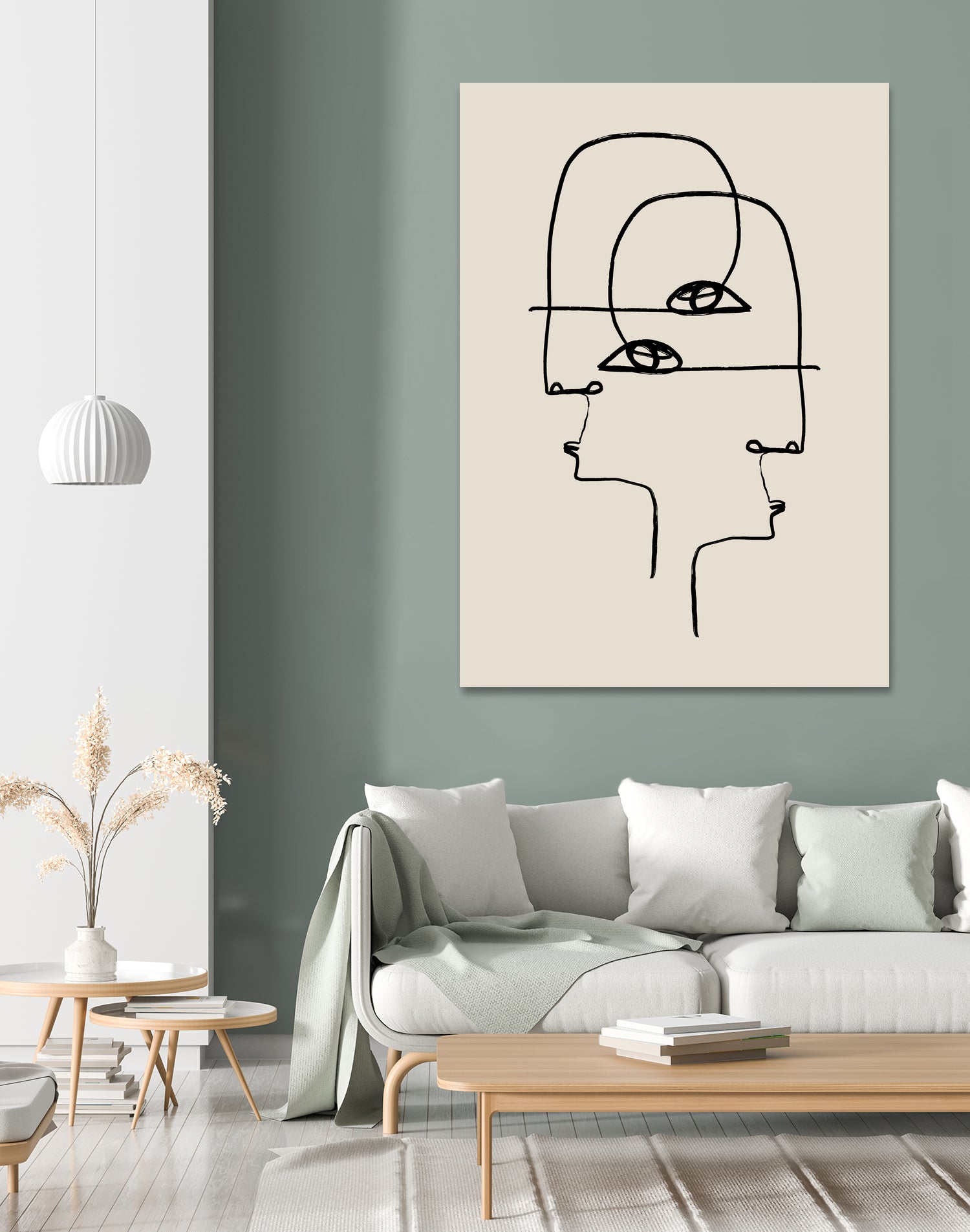 Faces by M Studio on GIANT ART - beige minimalist