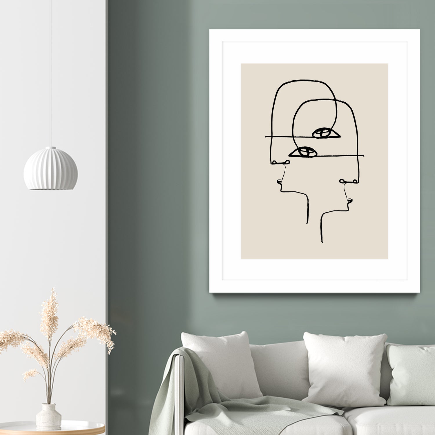 Faces by M Studio on GIANT ART - beige minimalist