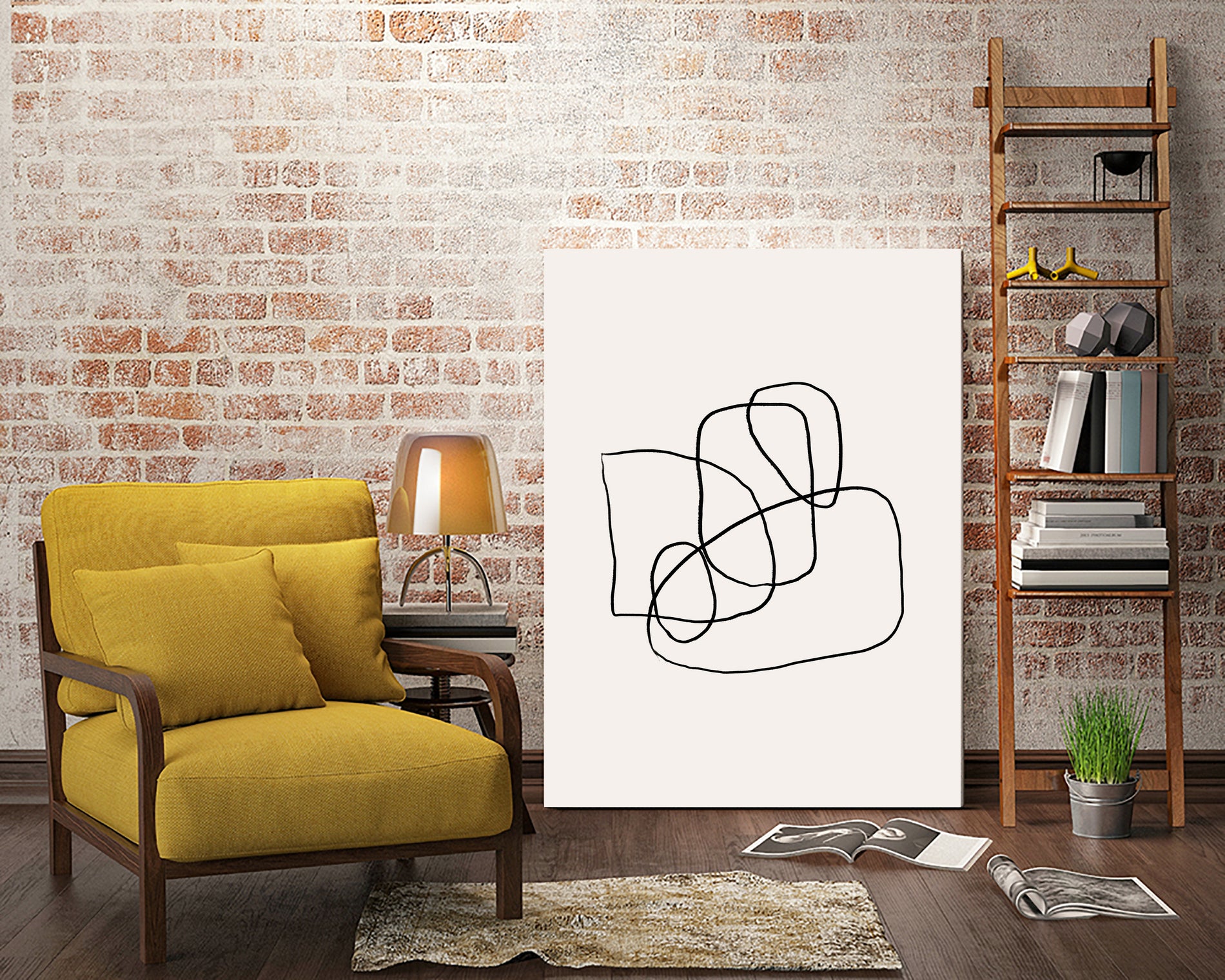 Simple lines by M Studio on GIANT ART - black linear