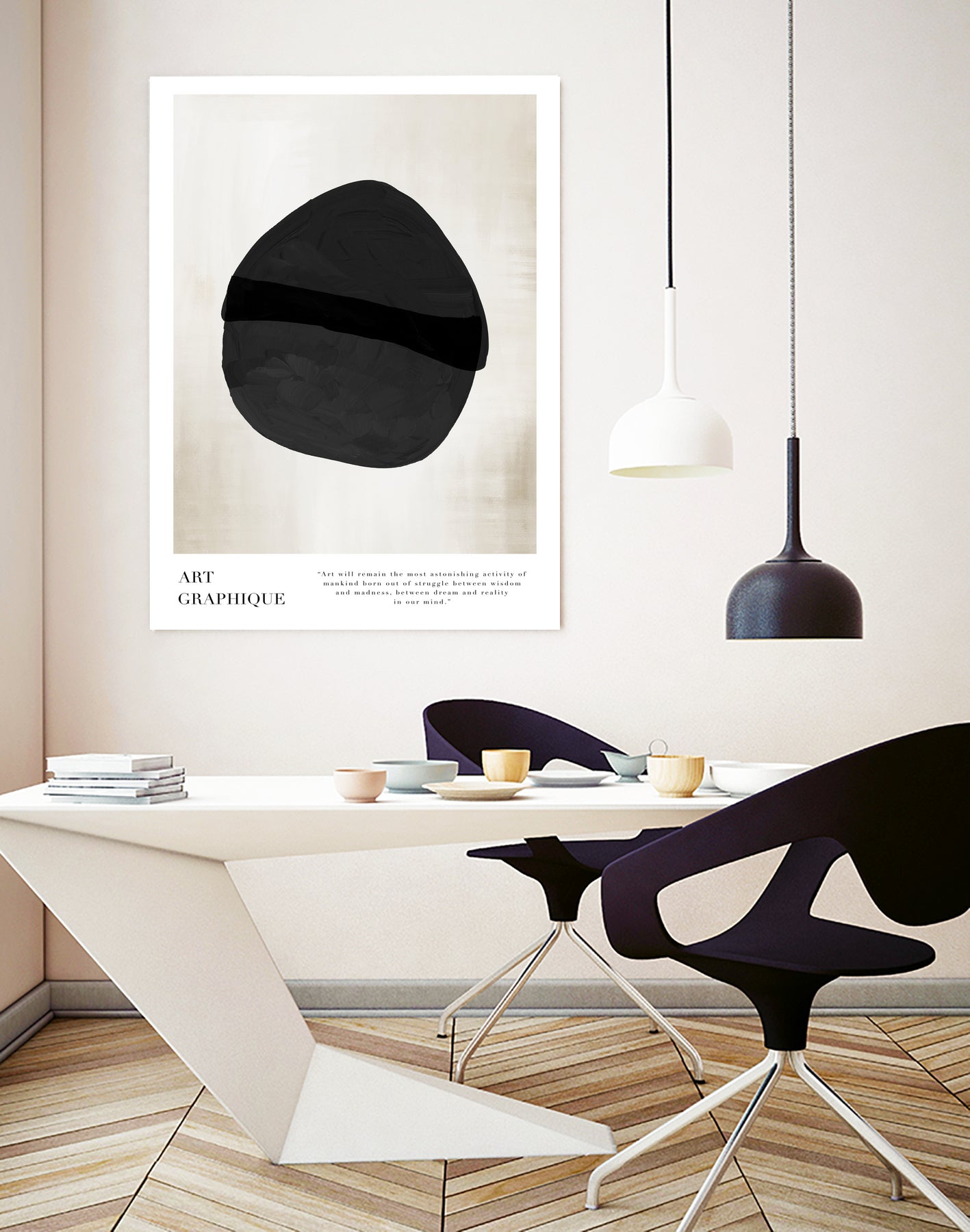 Art Graphique by M Studio on GIANT ART - beige minimalist
