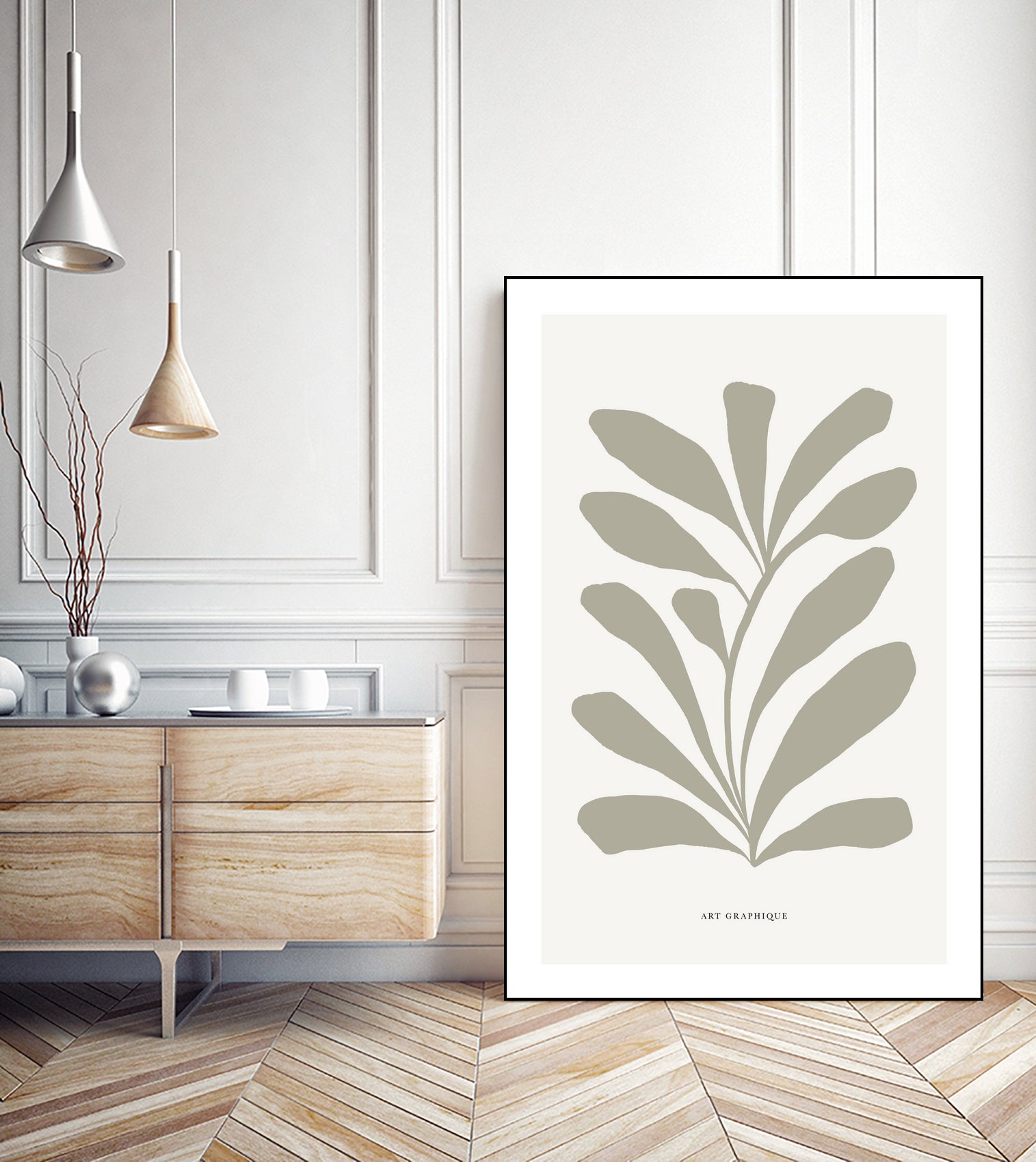 Floraison by M Studio on GIANT ART - beige scandinavian flowers