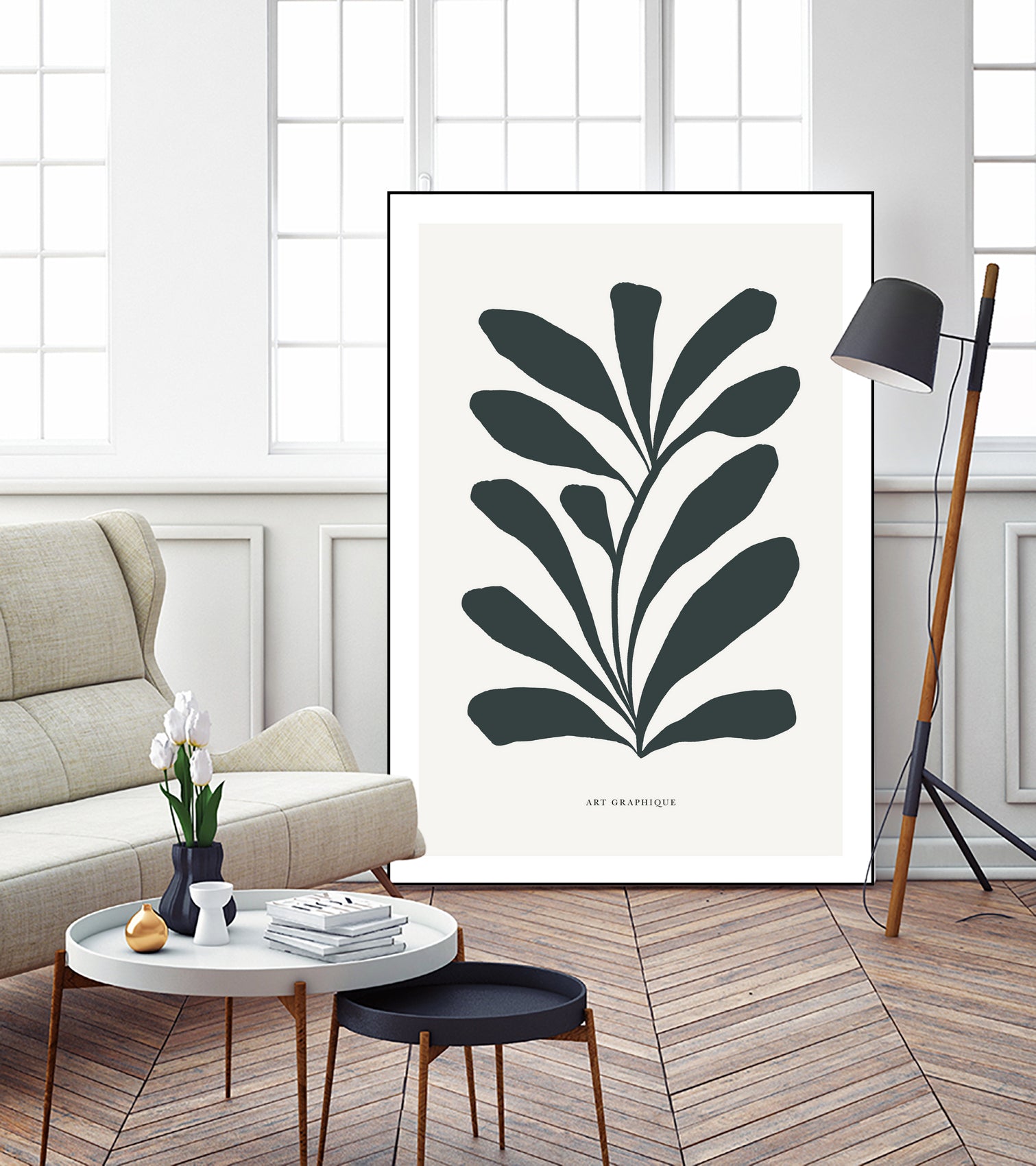 Flowers II by M Studio on GIANT ART - beige scandinavian