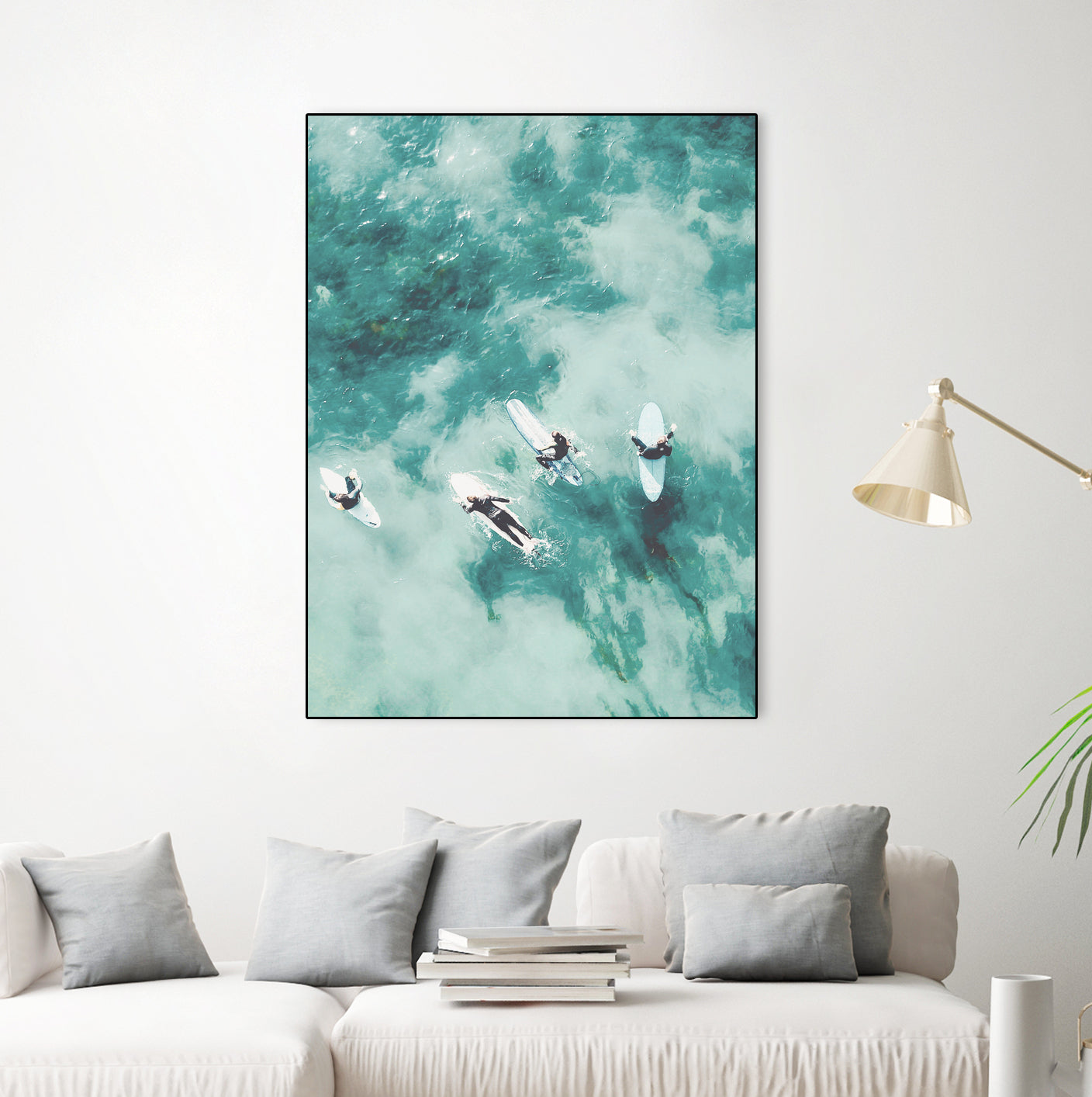 surfers by Unknown on GIANT ART - blue coastal ocean