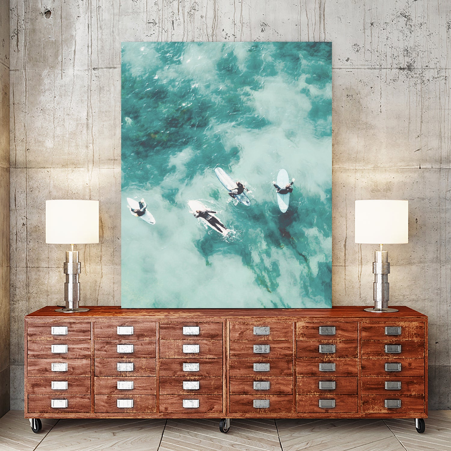 Surfers I by Unknown on GIANT ART - blue coastal ocean