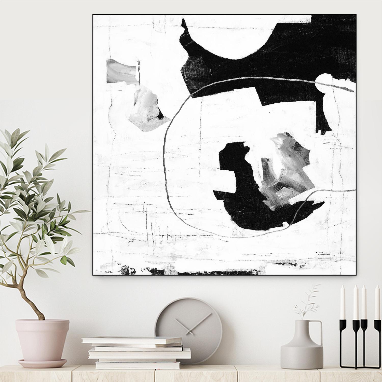 Traces of Silver III by Daleno Art on GIANT ART - black black&white abstrait