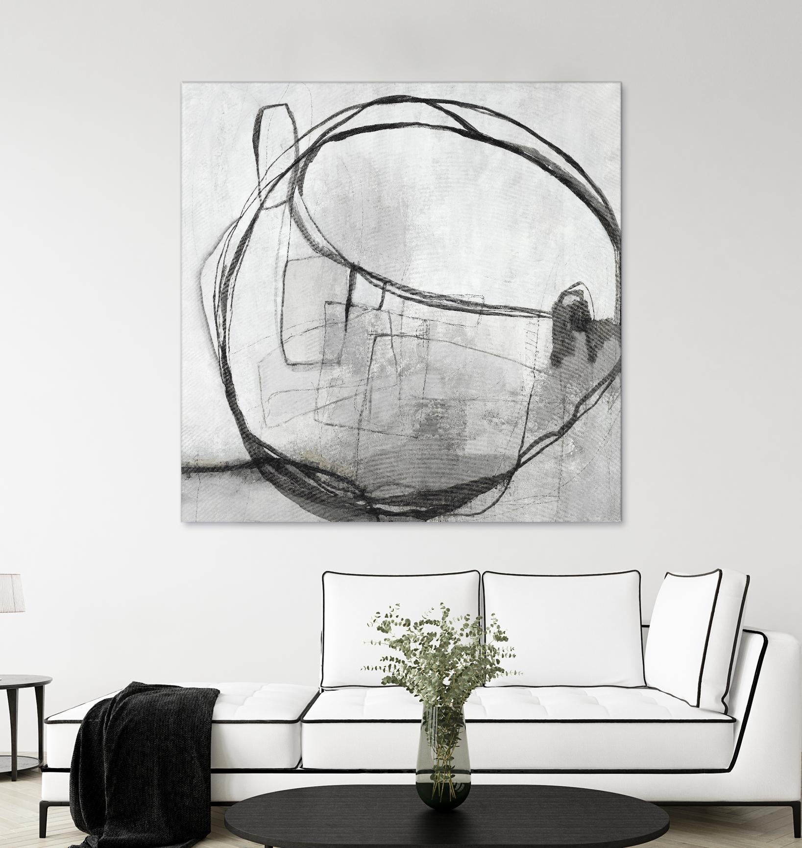 Lucent Sphere by Daleno Art on GIANT ART - black black & white circle