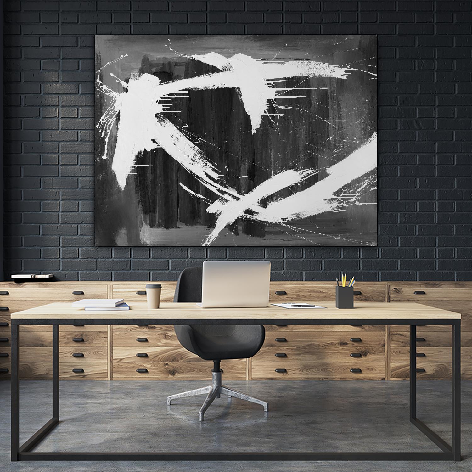 Stun Gun by Daleno Art on GIANT ART - grey black & white abstract