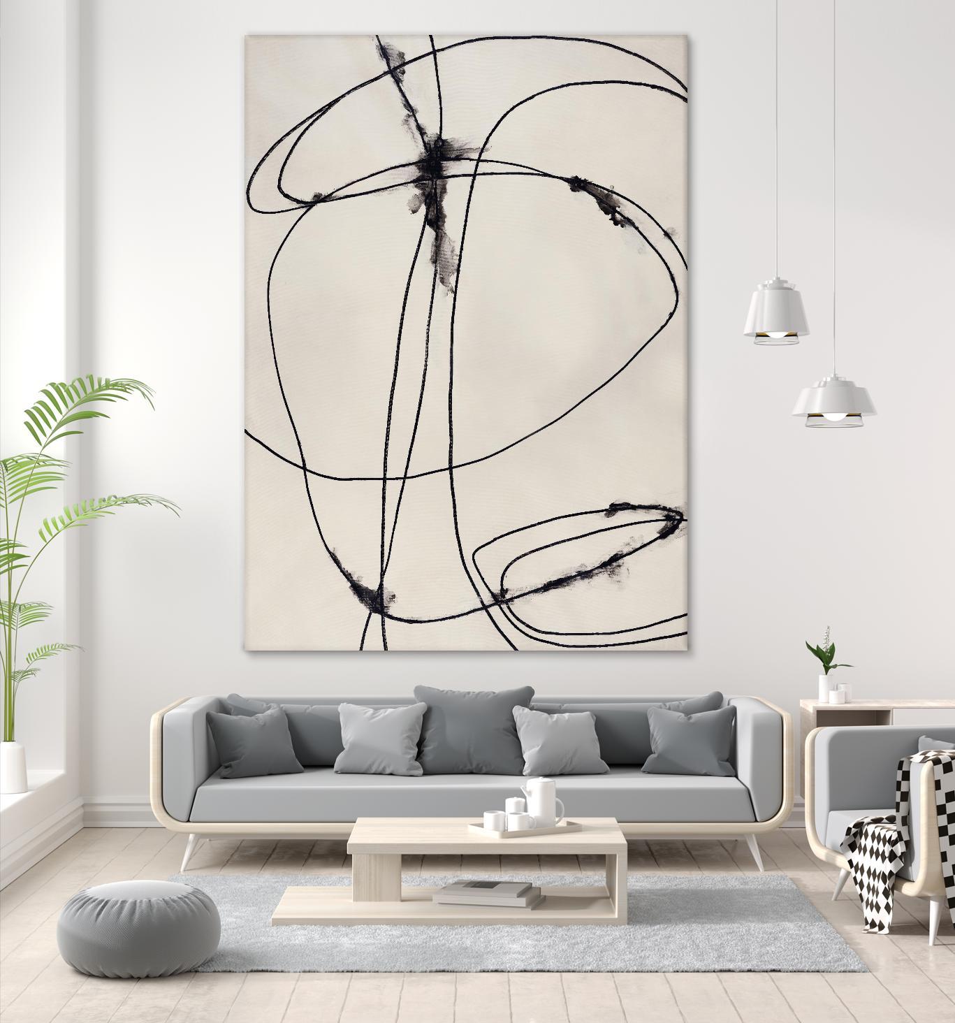 Tangled Ties by Daleno Art on GIANT ART - beige black & white abstrait