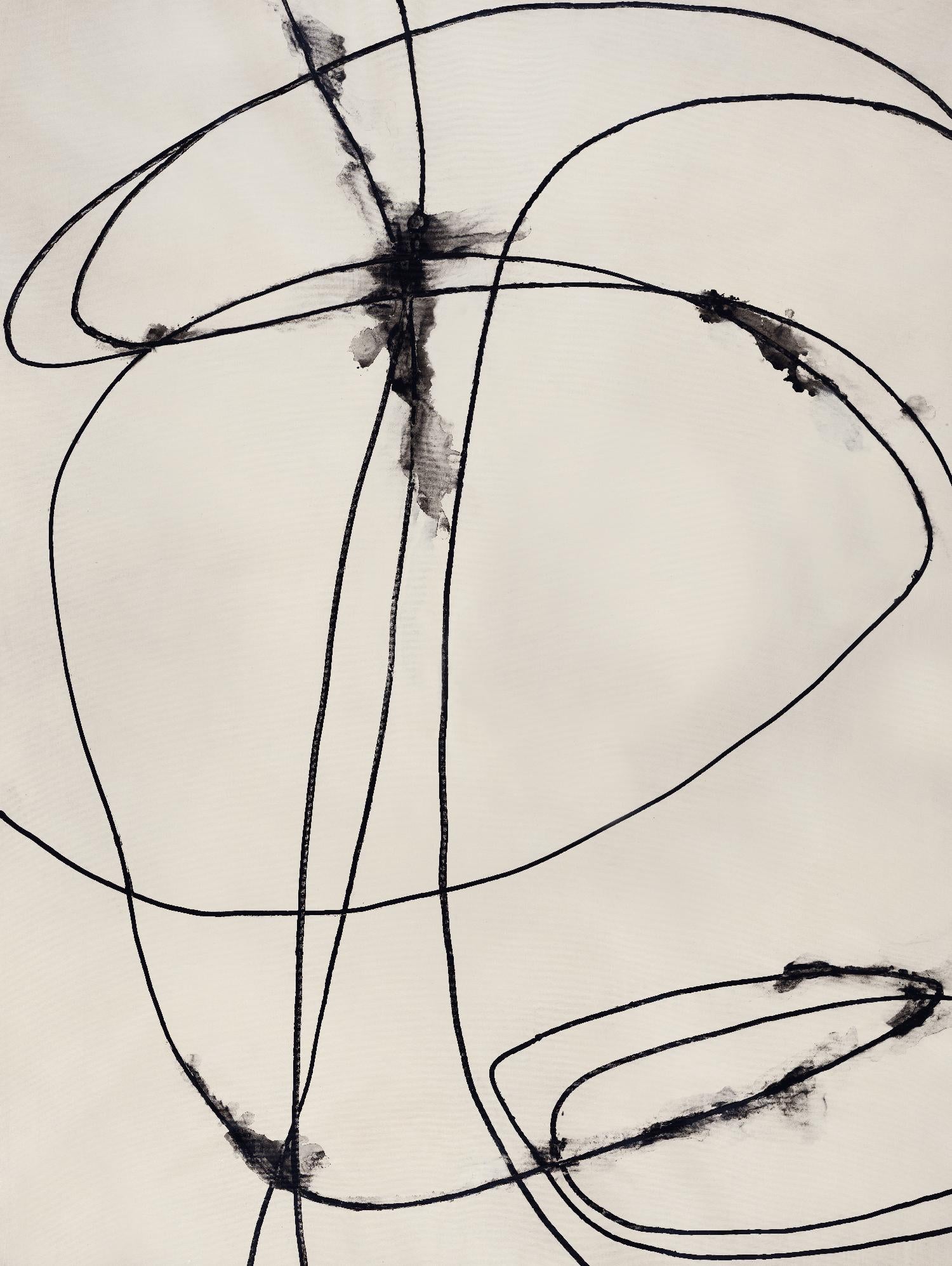 Tangled Ties by Daleno Art on GIANT ART - beige black & white abstrait