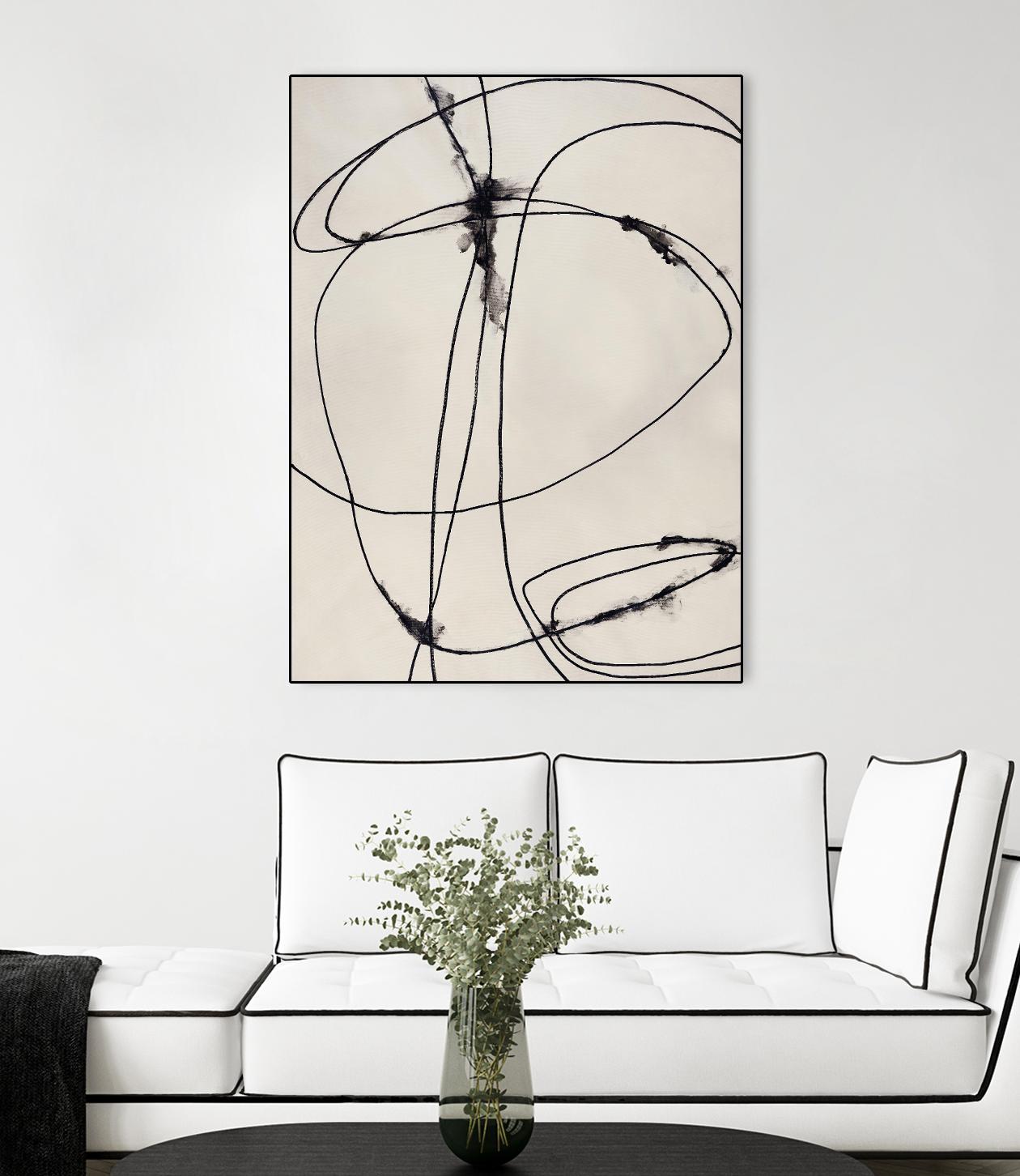 Tangled Ties by Daleno Art on GIANT ART - beige black & white abstrait