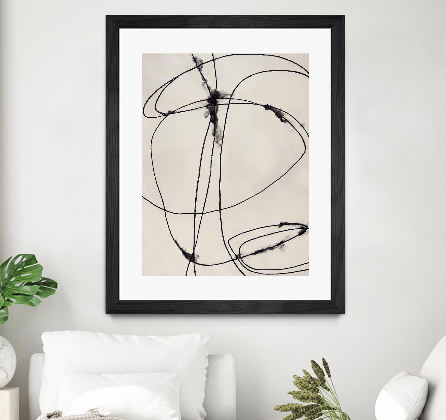 Tangled Ties by Daleno Art on GIANT ART - beige black & white abstrait