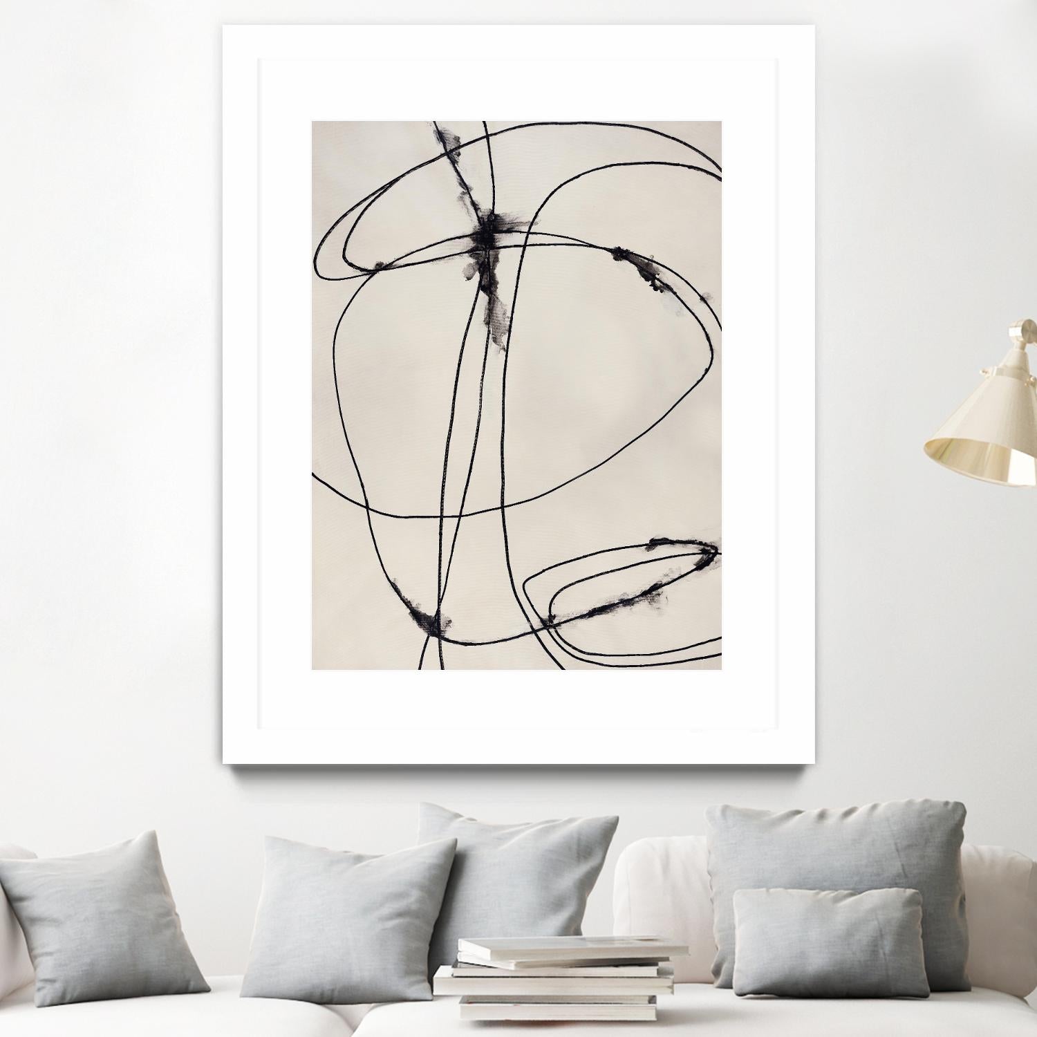 Tangled Ties by Daleno Art on GIANT ART - beige black & white abstrait