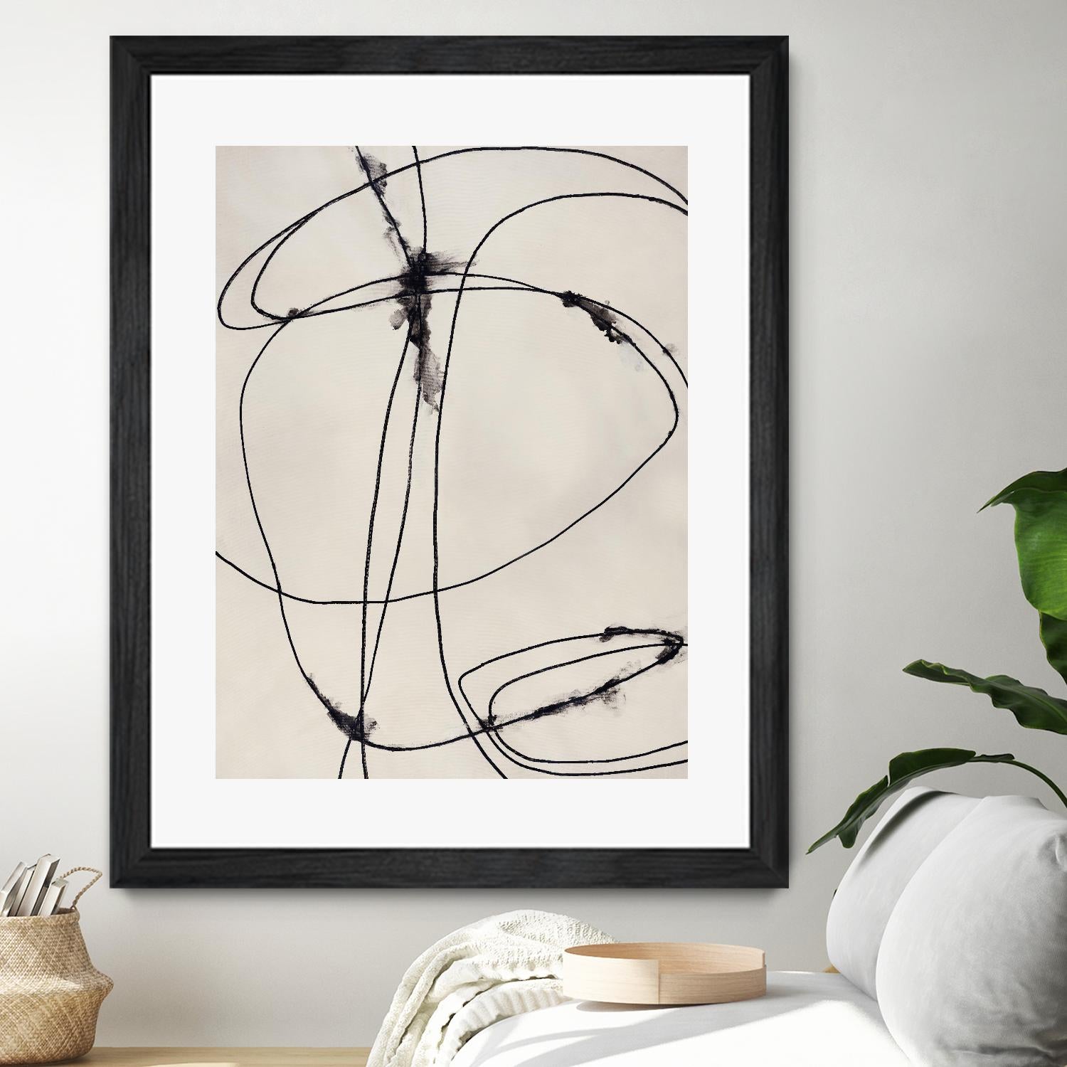 Tangled Ties by Daleno Art on GIANT ART - beige black & white abstrait