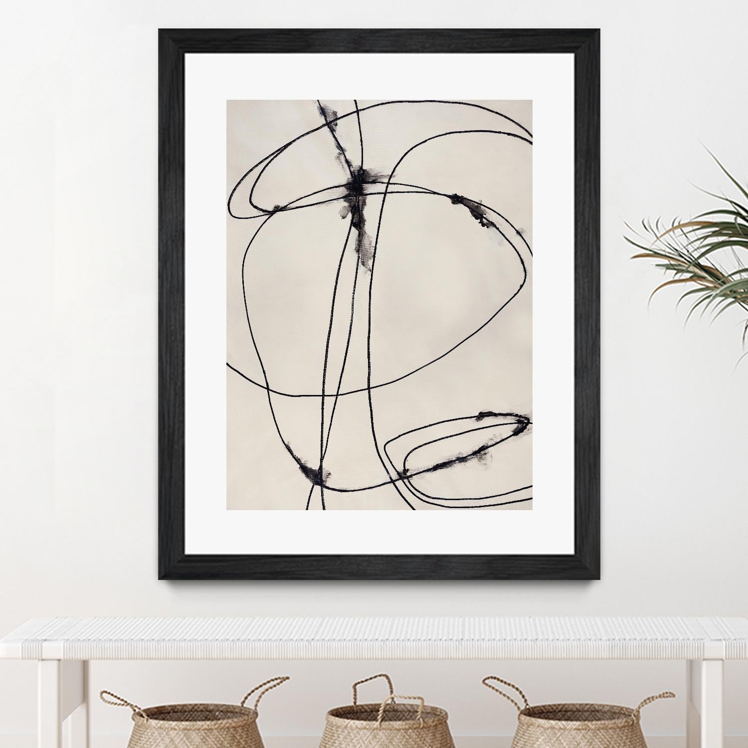 Tangled Ties by Daleno Art on GIANT ART - beige black & white abstrait