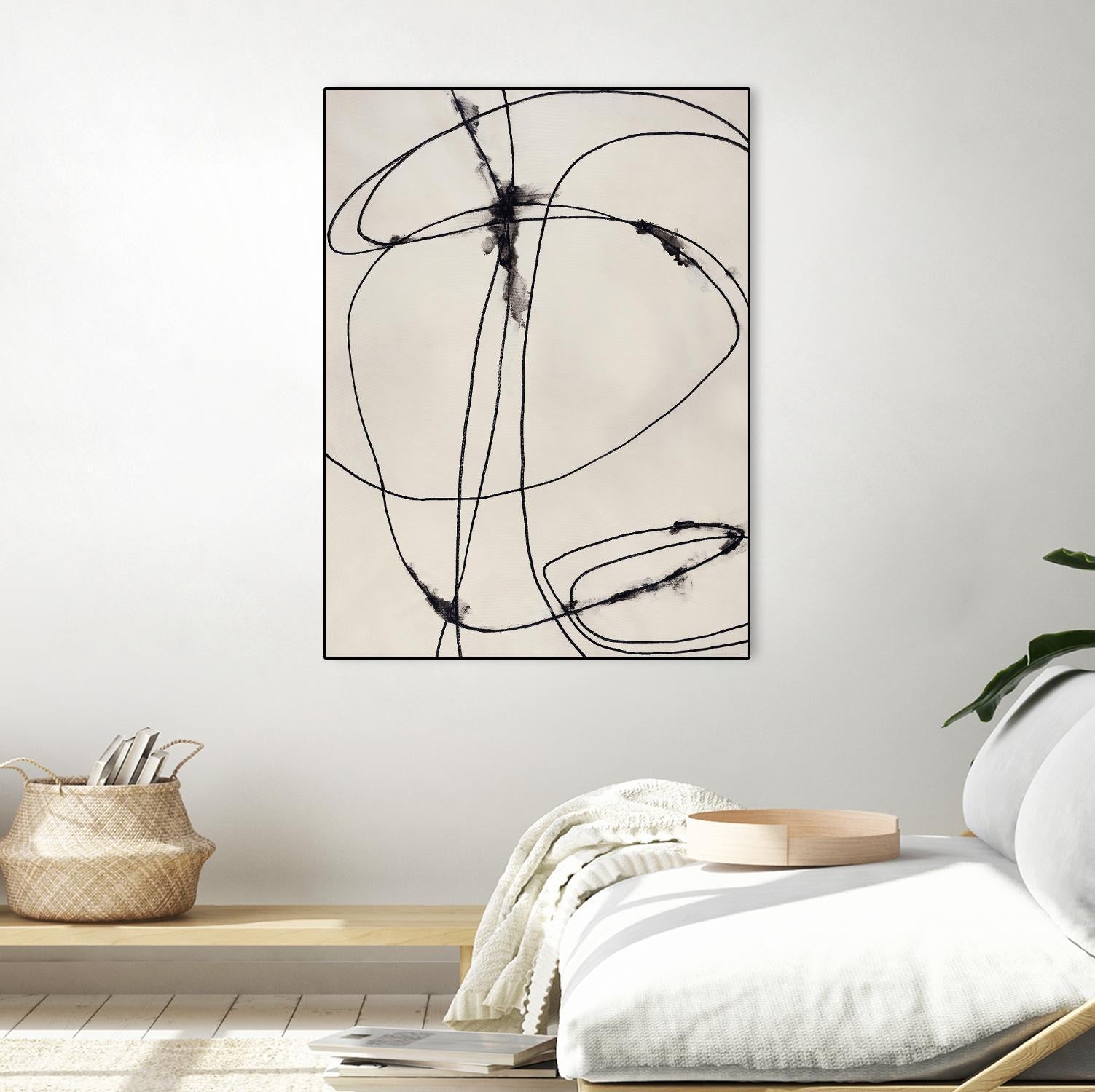 Tangled Ties by Daleno Art on GIANT ART - beige black & white abstrait
