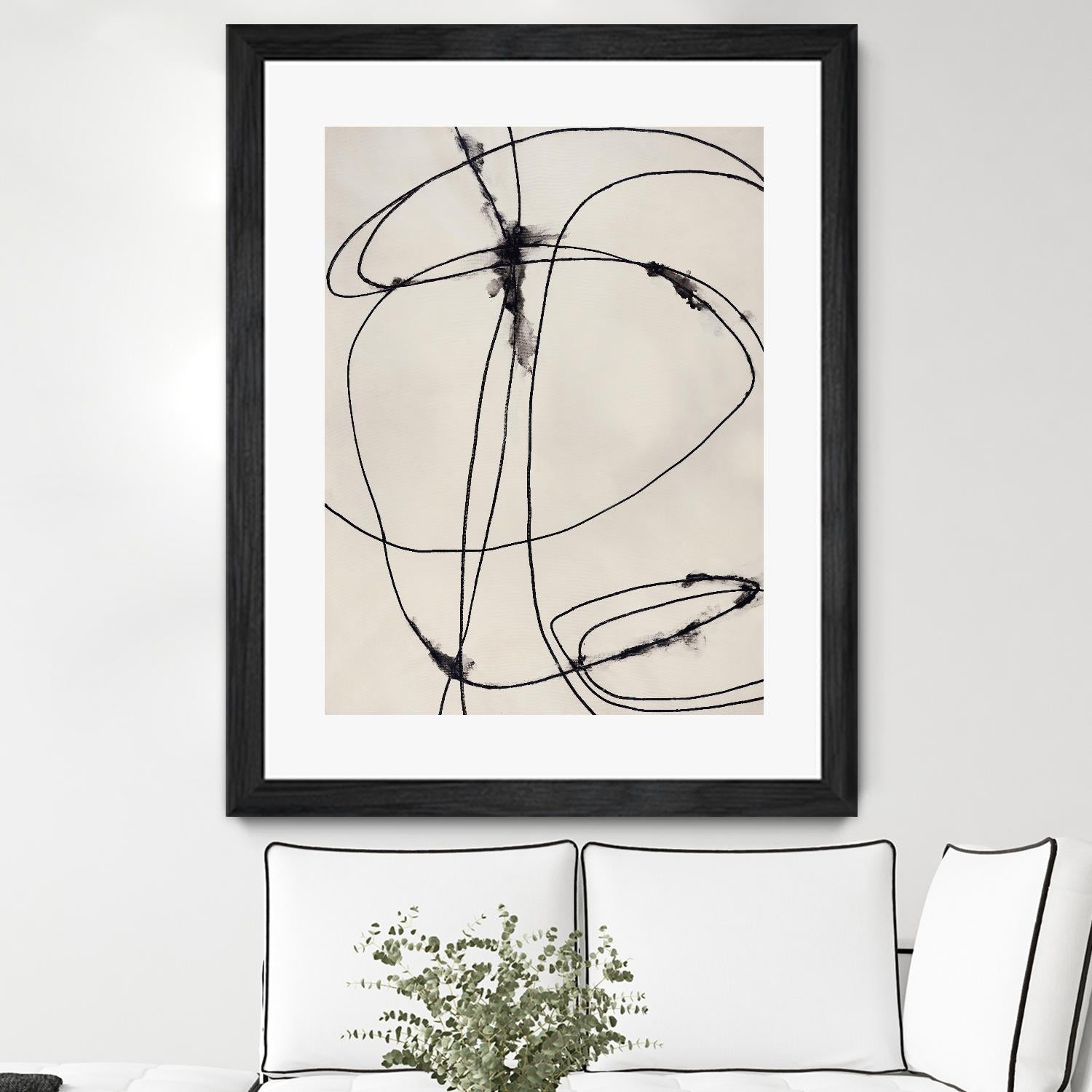 Tangled Ties by Daleno Art on GIANT ART - beige black & white abstrait