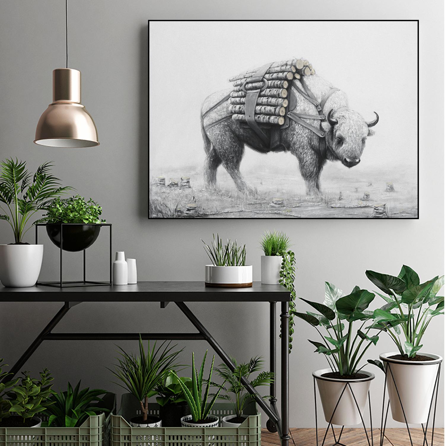 Birch Landscape by Ruben Carrasco on GIANT ART - black animals