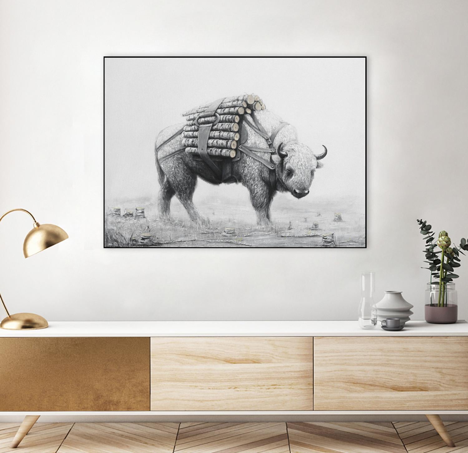 Birch Landscape by Ruben Carrasco on GIANT ART - black animals