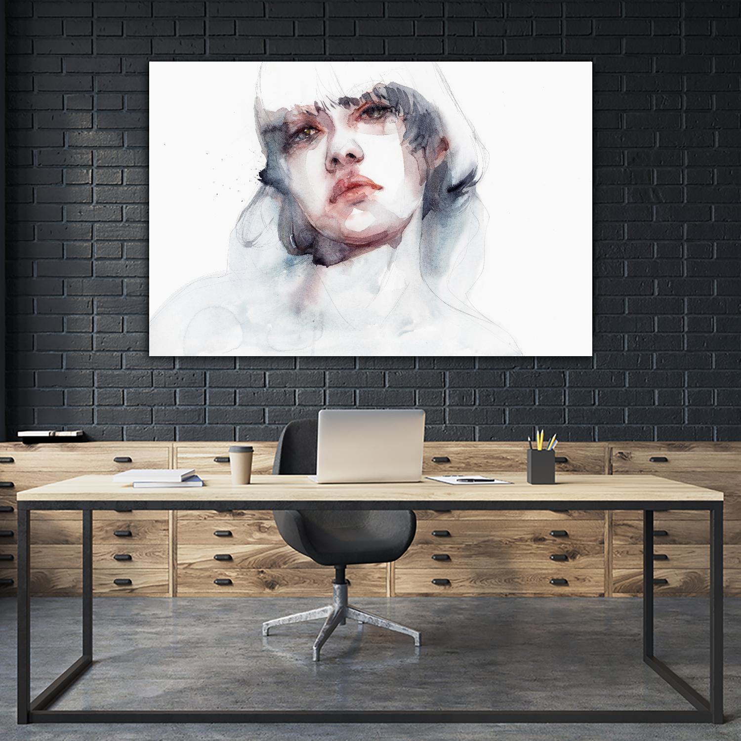 Marmo by Agnes Cecile on GIANT ART - pink watercolour lips