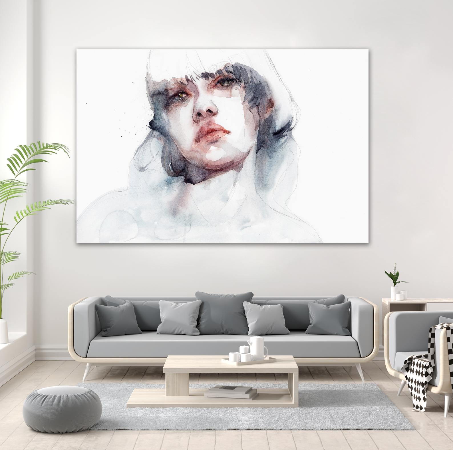 Marmo by Agnes Cecile on GIANT ART - pink watercolour lips