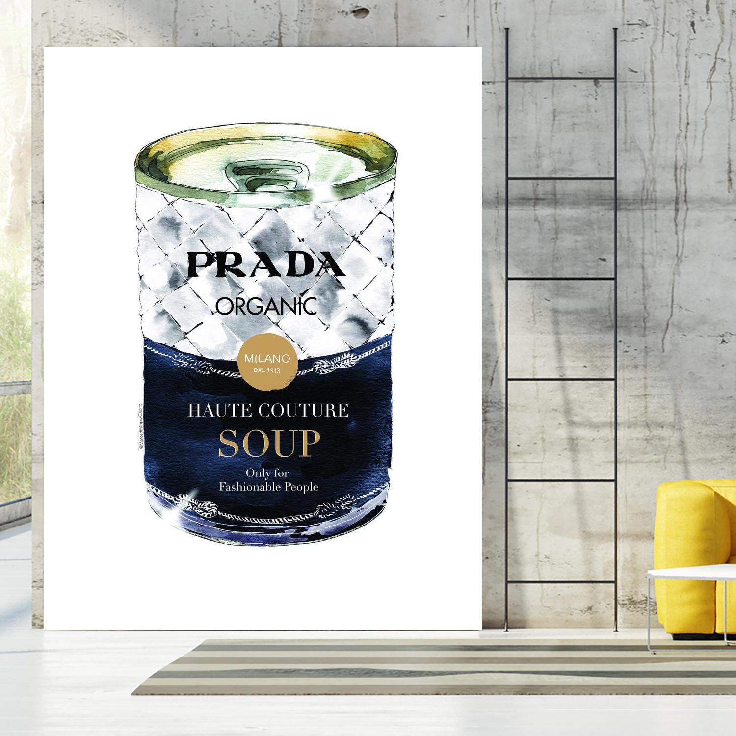 Prada Soup by Mercedes Lopez Charro on GIANT ART - gold watercolor warhol