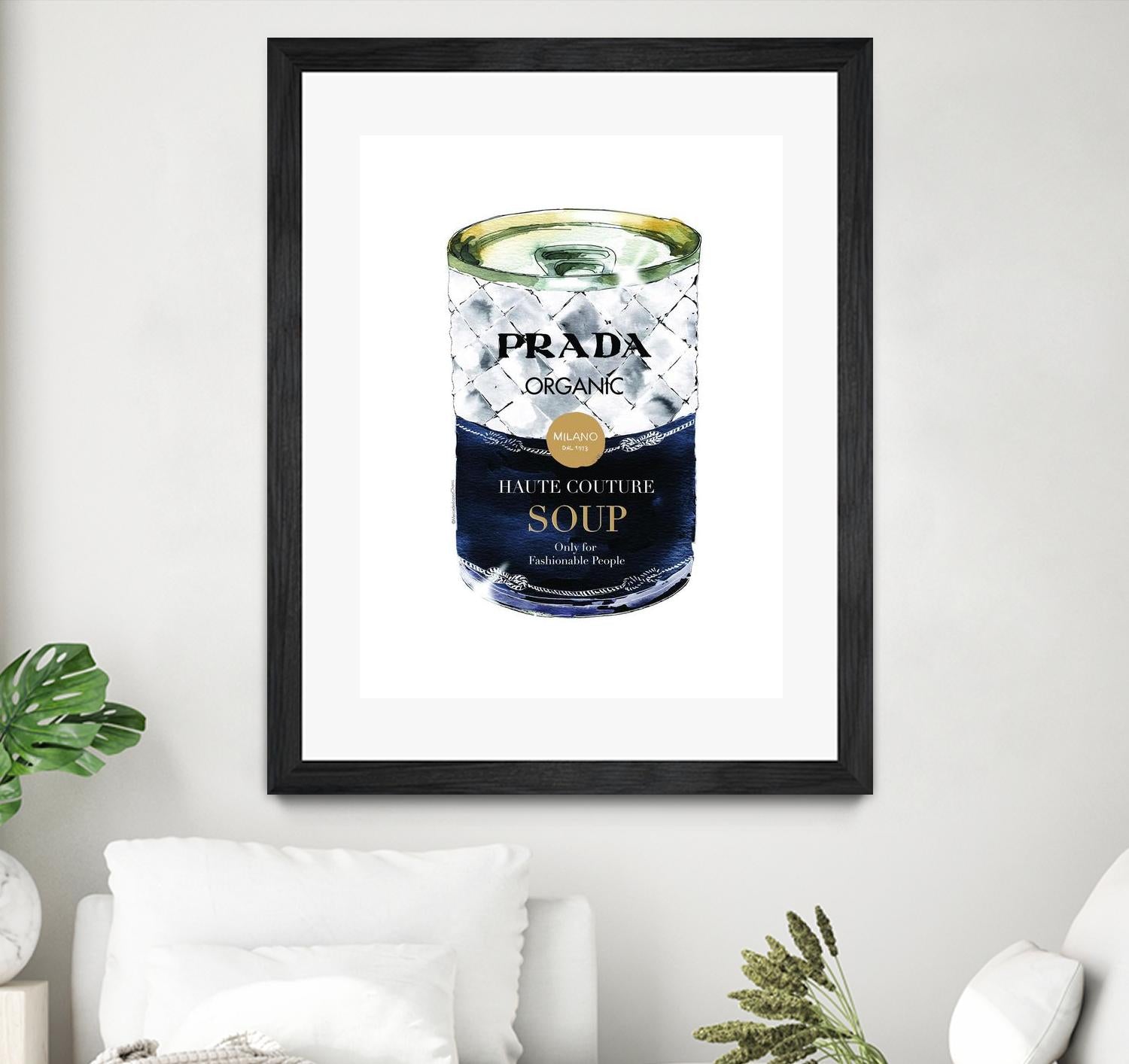 Prada Soup by Mercedes Lopez Charro on GIANT ART - gold watercolor warhol