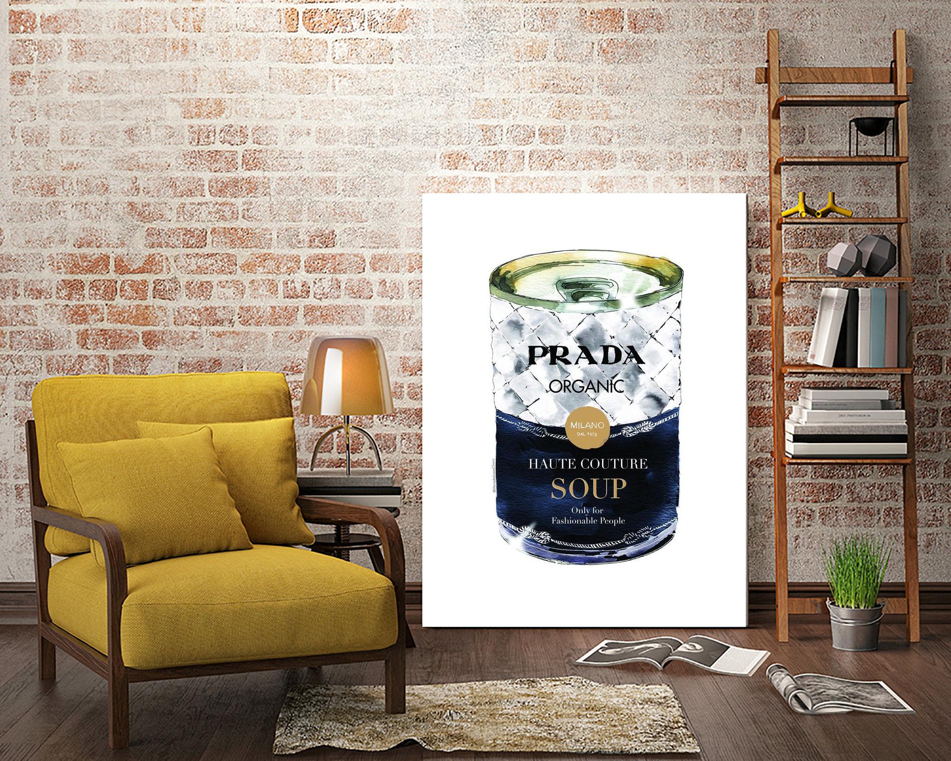 Prada Soup by Mercedes Lopez Charro on GIANT ART - gold watercolor warhol