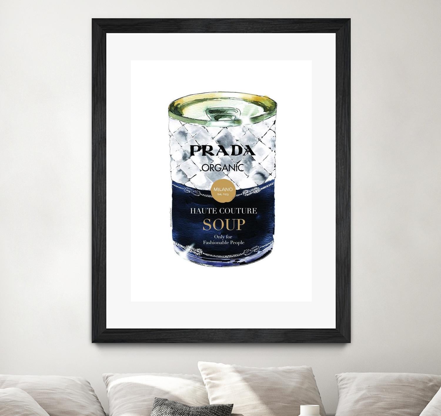 Prada Soup by Mercedes Lopez Charro on GIANT ART - gold watercolor warhol