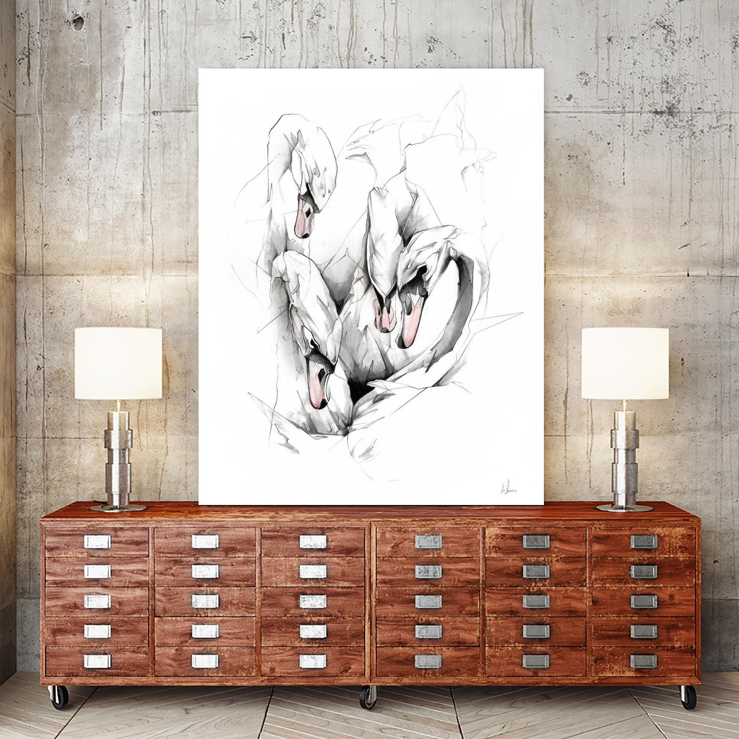 Swan by Alexis Marcou on GIANT ART - black contemporary