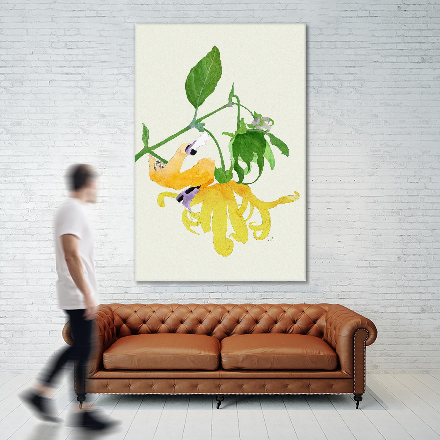 In the Garden Galaxy I by Jenny Iiz Rome on GIANT ART - beige botanical leaves