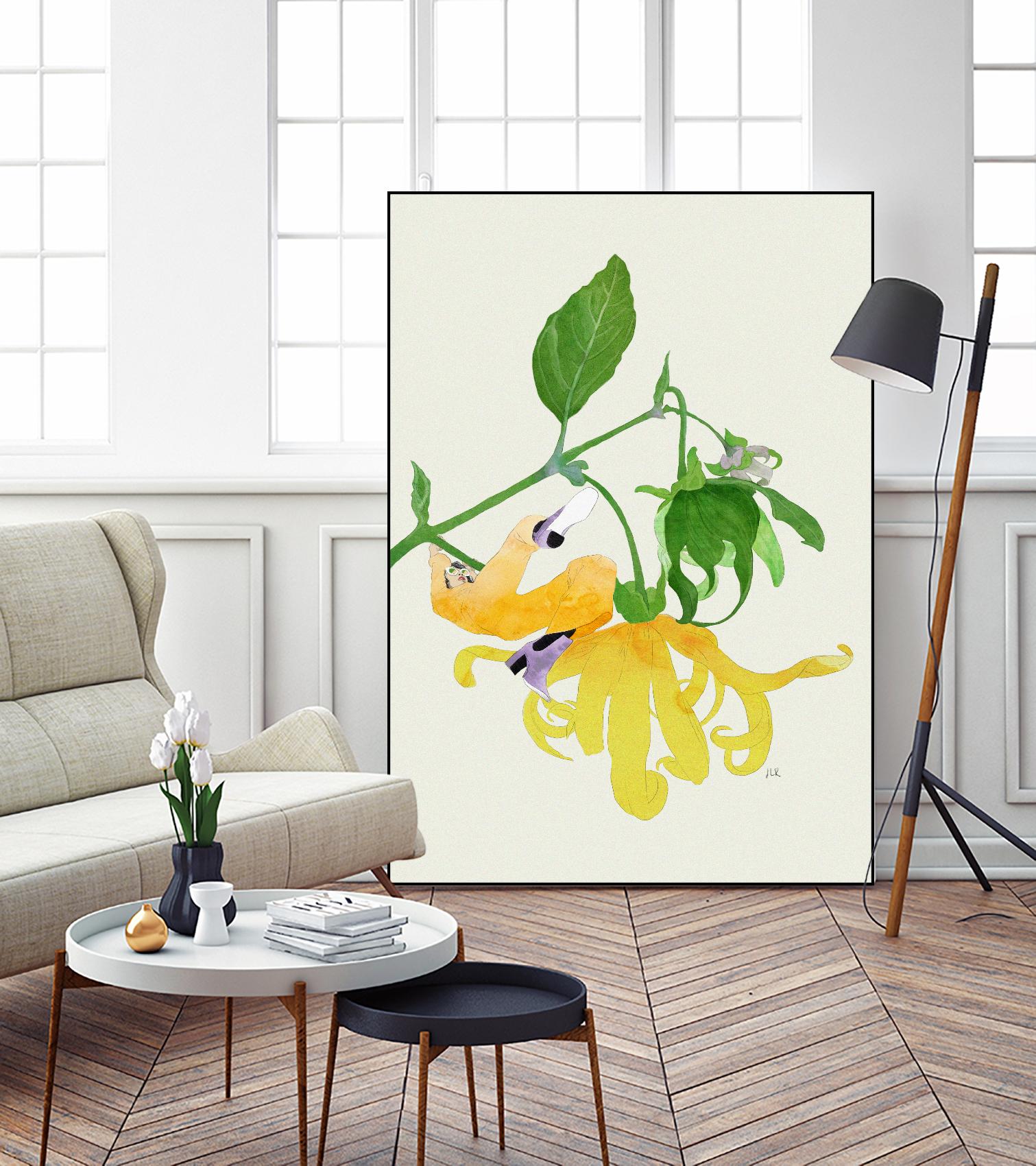 In the Garden Galaxy I by Jenny Iiz Rome on GIANT ART - beige botanical leaves