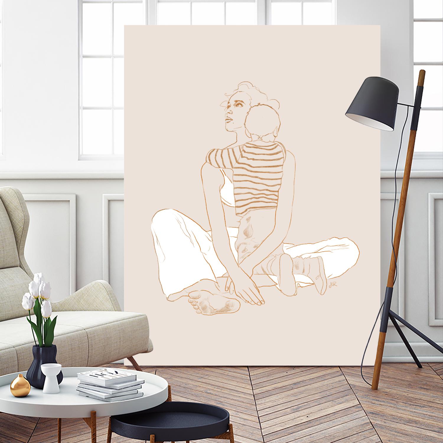 A mother and son by Jenny Liz Rome on GIANT ART - beige art for kids women and child