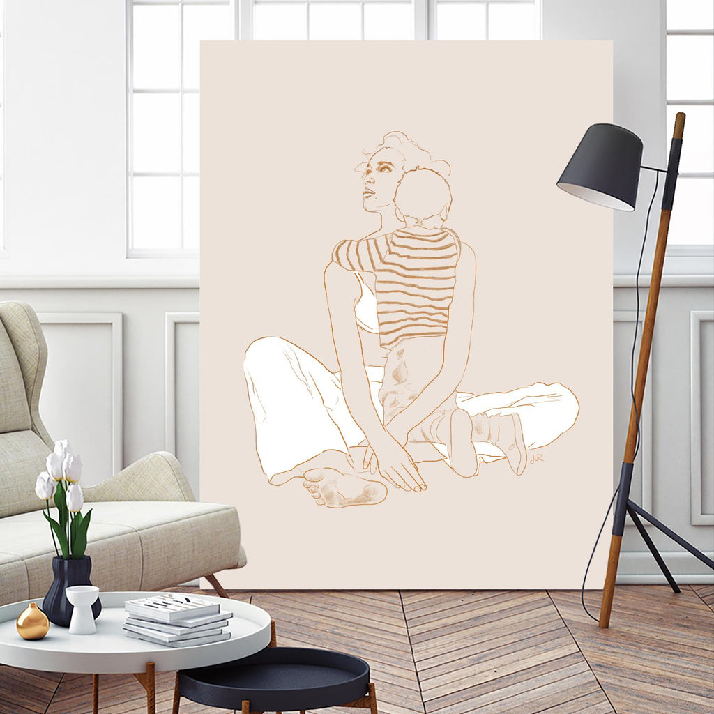 A mother and son  by Jenny Liz Rome on GIANT ART - beige art for kids women and child