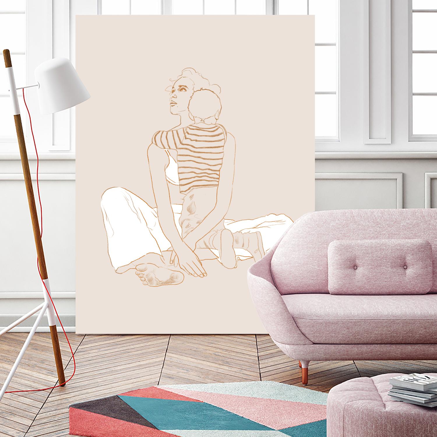 A mother and son by Jenny Liz Rome on GIANT ART - beige art for kids women and child