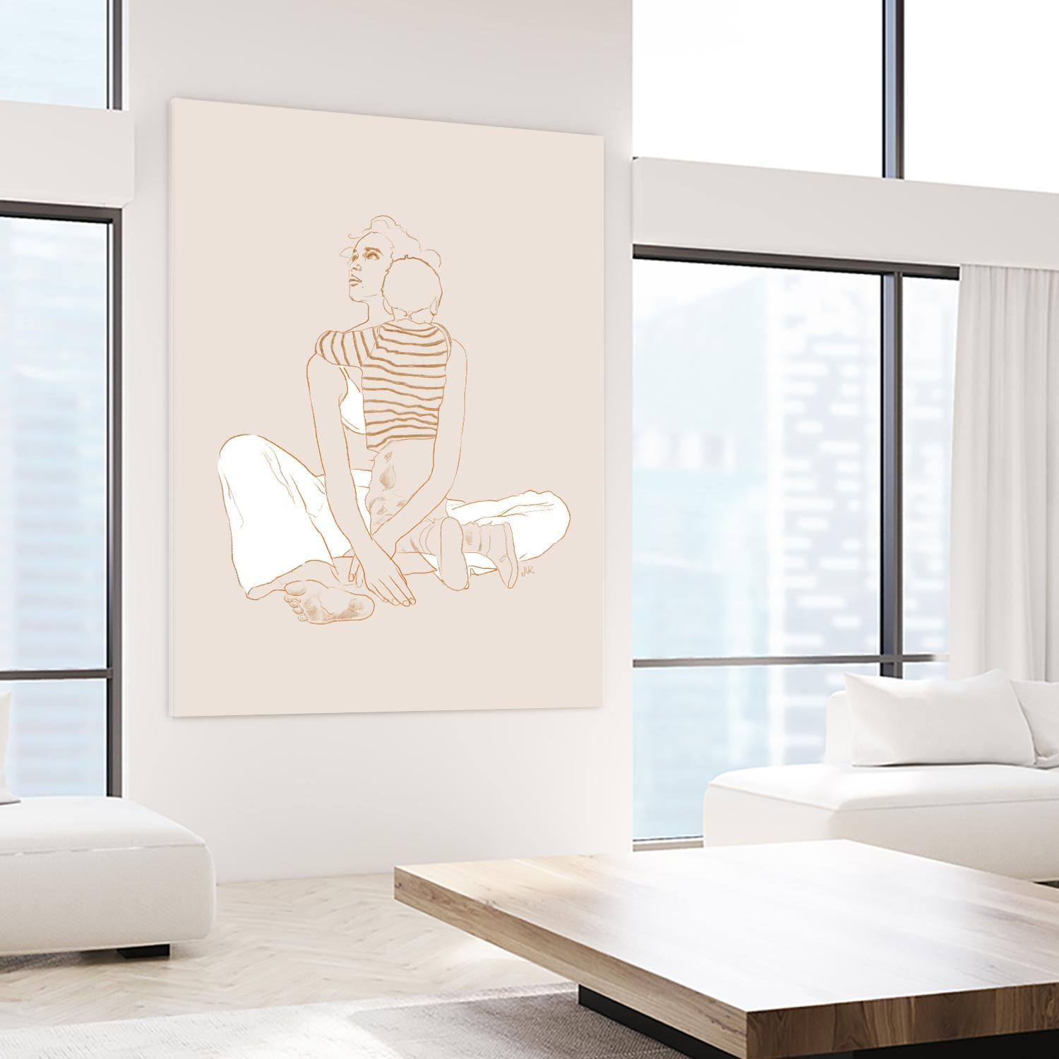 A mother and son by Jenny Liz Rome on GIANT ART - beige art for kids women and child