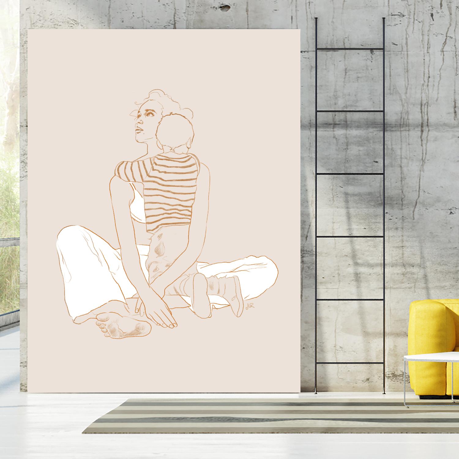 A mother and son by Jenny Liz Rome on GIANT ART - beige art for kids women and child