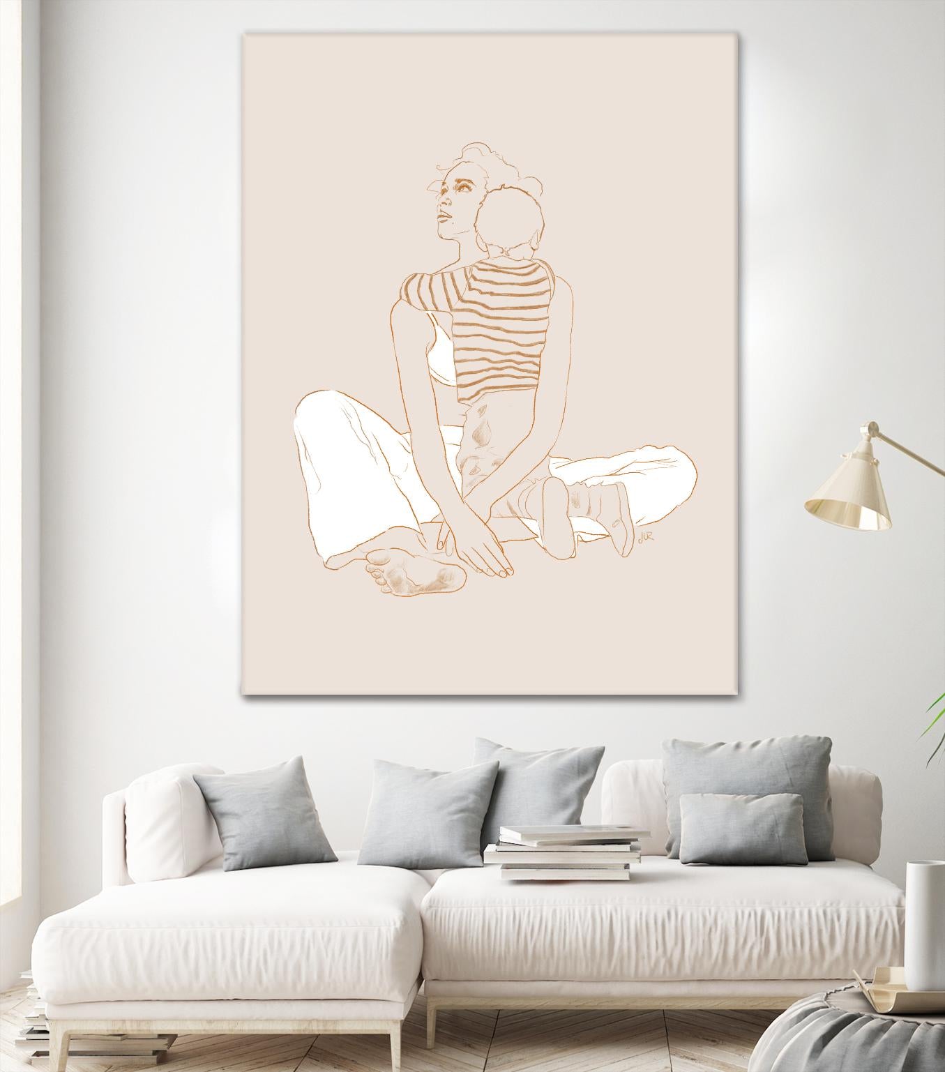 A mother and son by Jenny Liz Rome on GIANT ART - beige art for kids women and child