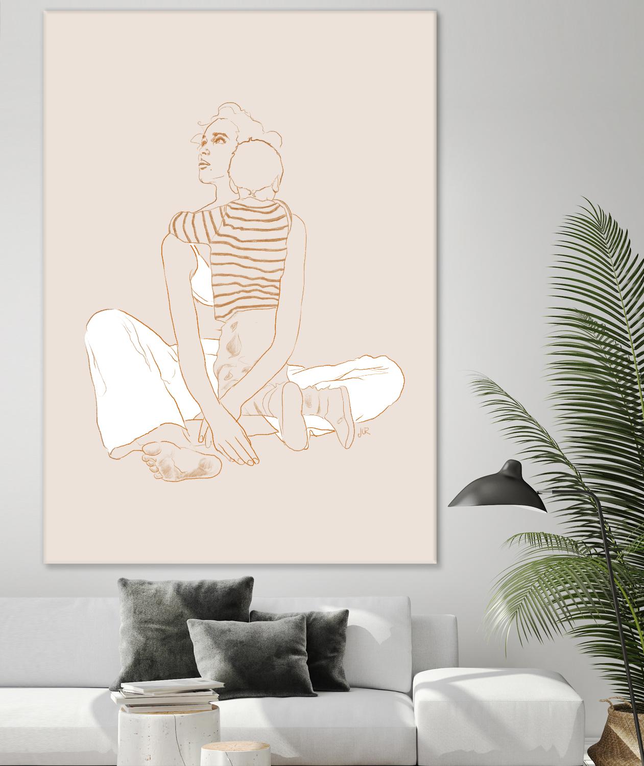 A mother and son by Jenny Liz Rome on GIANT ART - beige art for kids women and child