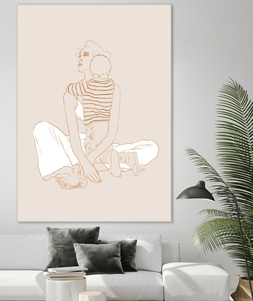 A mother and son  by Jenny Liz Rome on GIANT ART - beige art for kids women and child