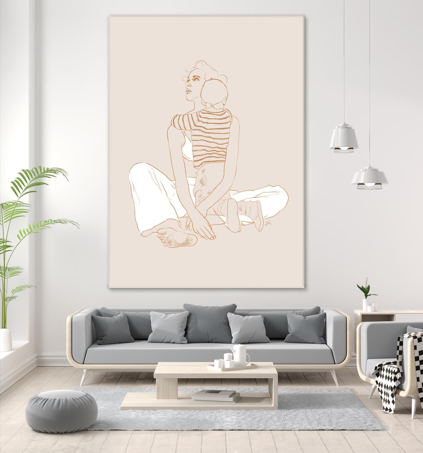 A mother and son by Jenny Liz Rome on GIANT ART - beige art for kids women and child