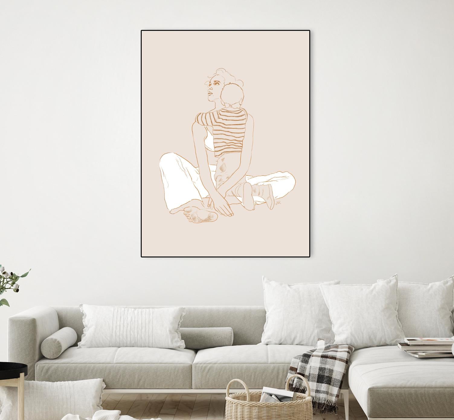 A mother and son by Jenny Liz Rome on GIANT ART - beige art for kids women and child