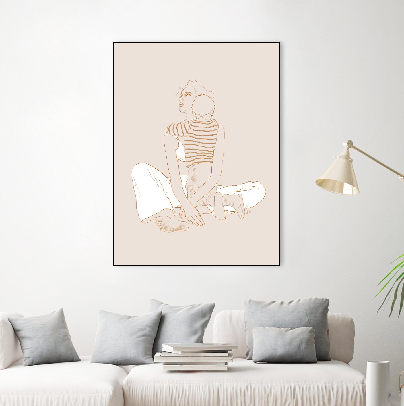 A mother and son by Jenny Liz Rome on GIANT ART - beige art for kids women and child