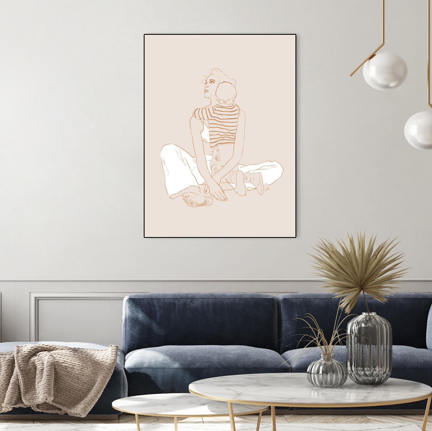 A mother and son by Jenny Liz Rome on GIANT ART - beige art for kids women and child