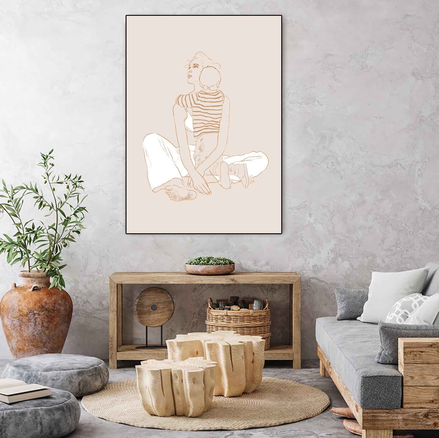 A mother and son by Jenny Liz Rome on GIANT ART - beige art for kids women and child