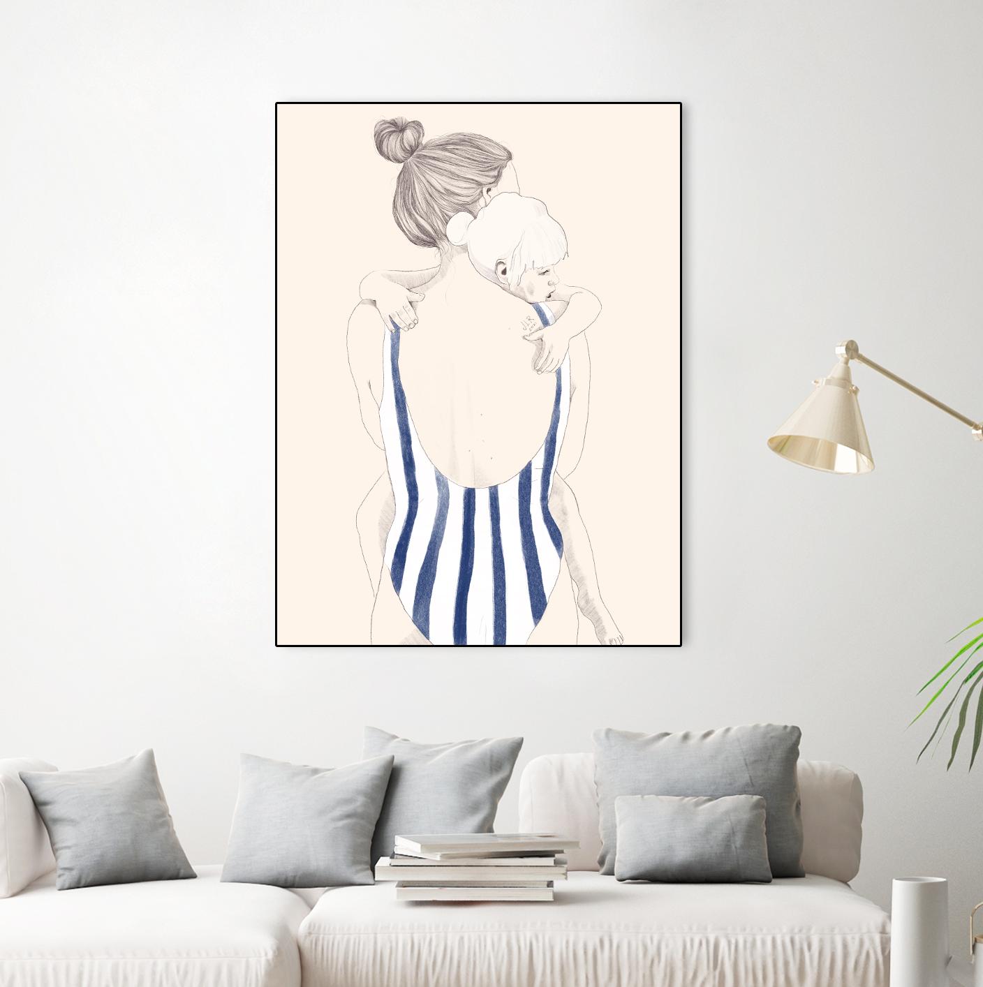 Daughter by Jenny Liz Rome on GIANT ART - blue figurative stripes