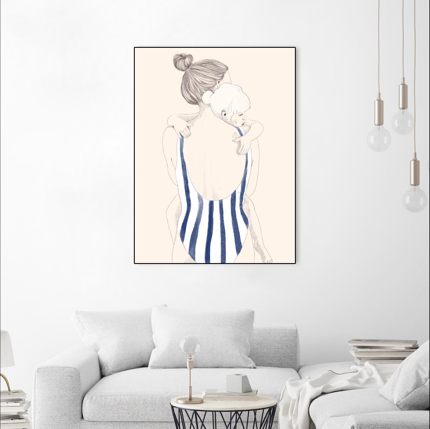 Daughter by Jenny Liz Rome on GIANT ART - blue figurative stripes