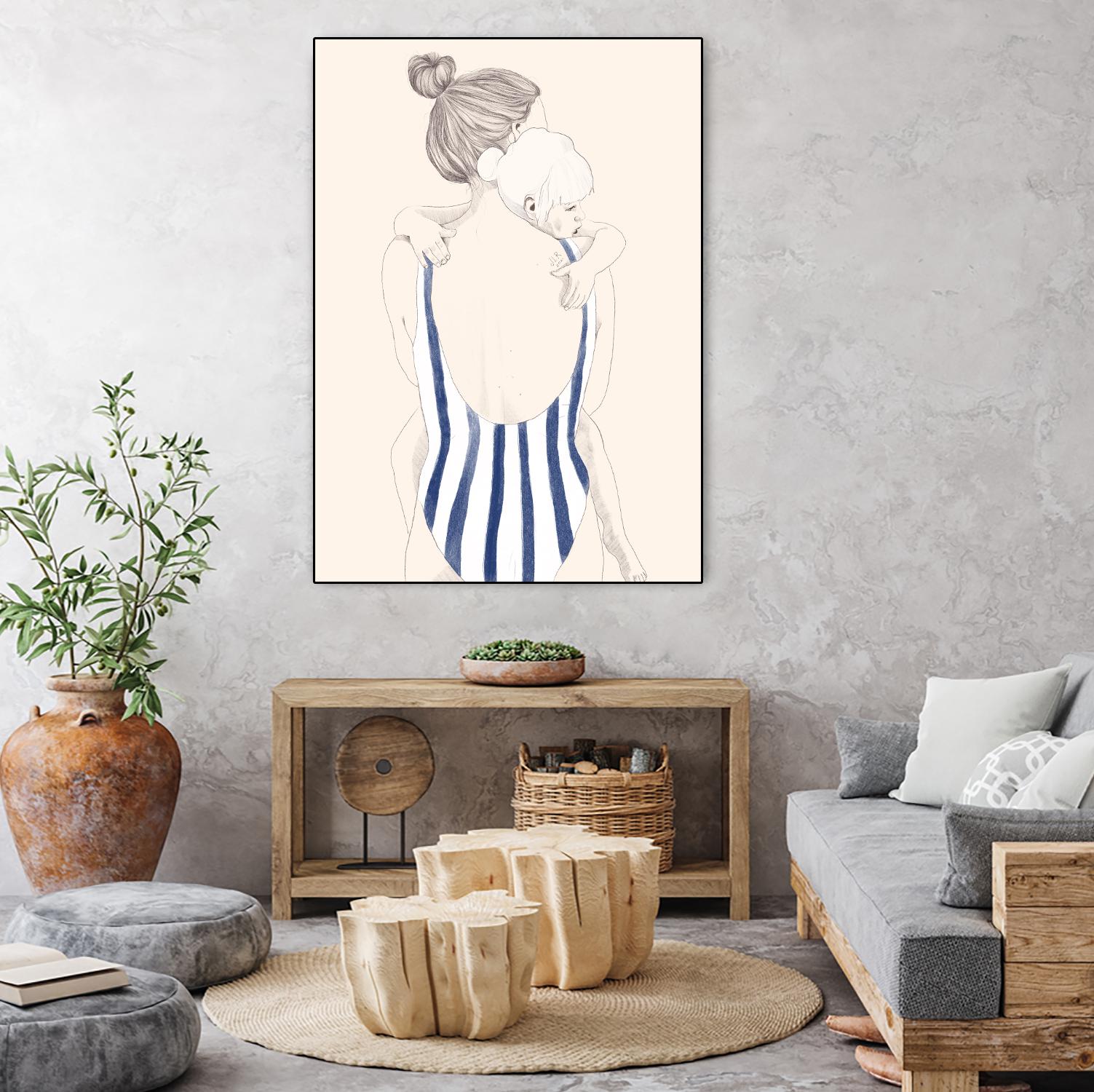 Daughter by Jenny Liz Rome on GIANT ART - blue figurative stripes