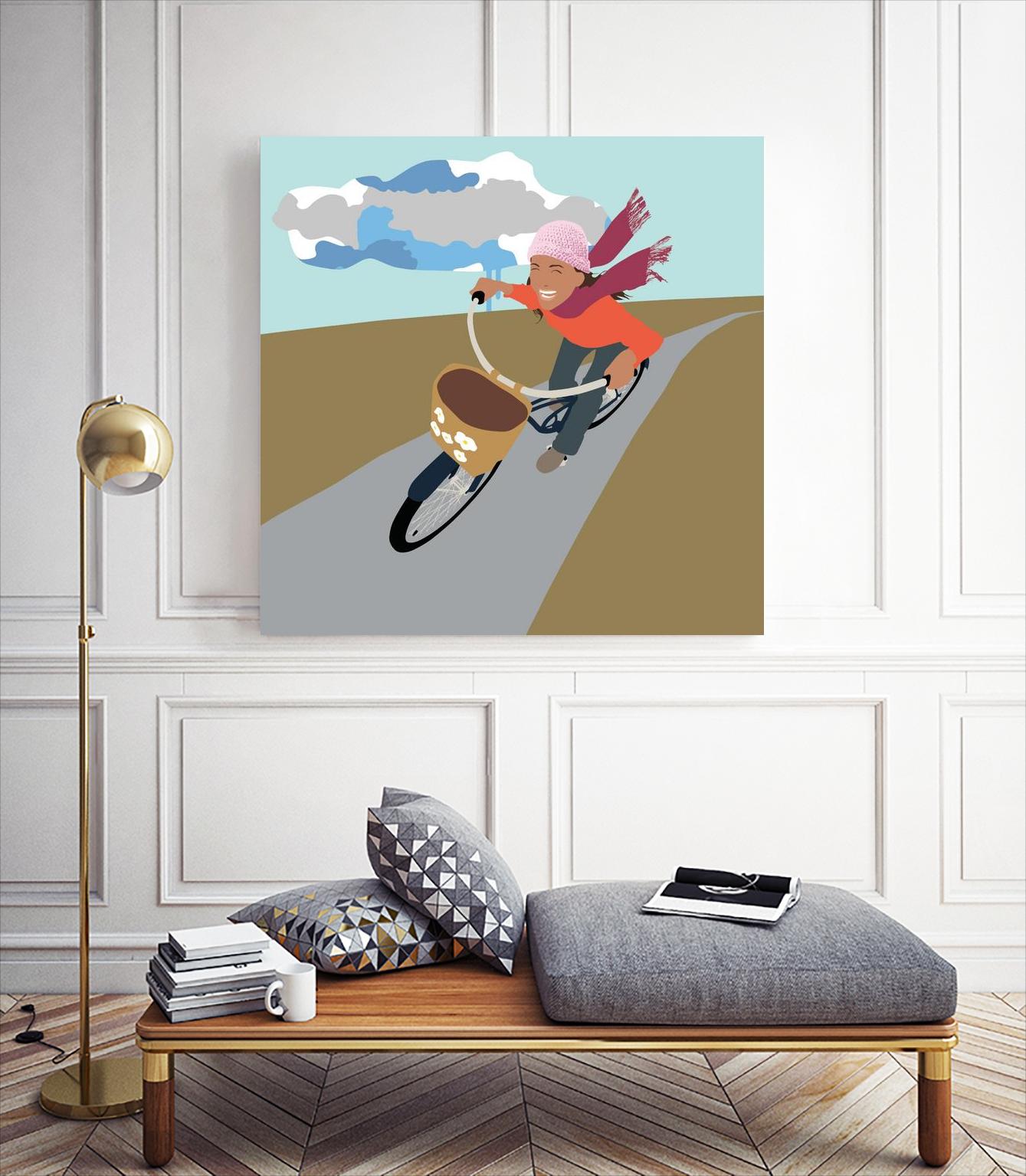 Cloud Girl on Bike by Eric Scheib on GIANT ART - grey contemporary
